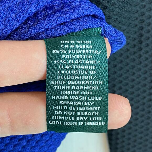 Lauren Ralph Lauren Blue/Black Colorblock 1/2 Zip Mesh Long Sleeve Shirt Size XS - Picture 6 of 11